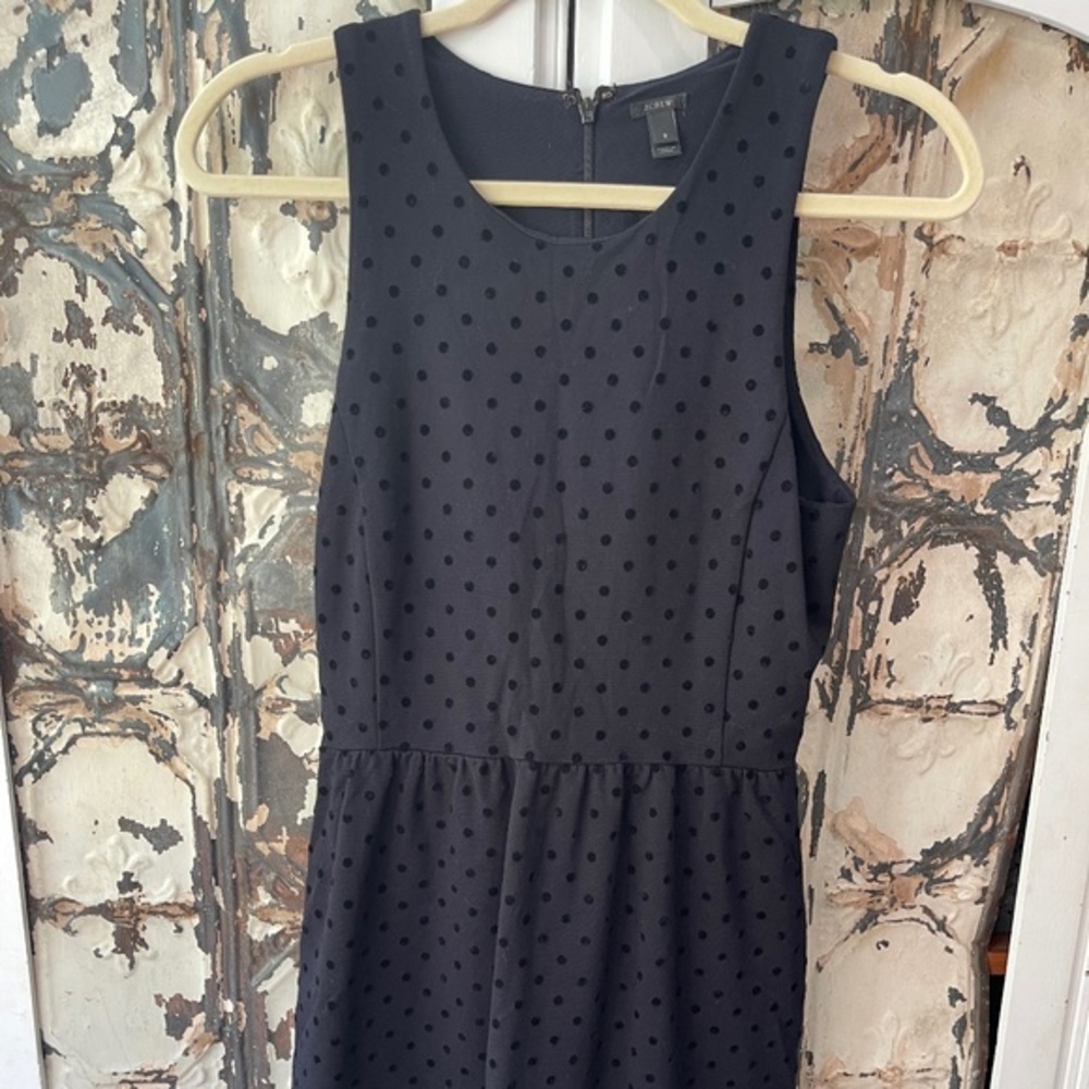 J Crew, Sleeveless, Polka Dot, Knit Black Dress, Size S